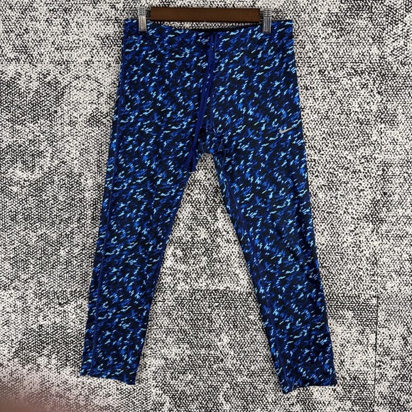 Nike Pants - Nike Dri Fit  Womens Medium Leggings Drawstring‎ Blue Geometric